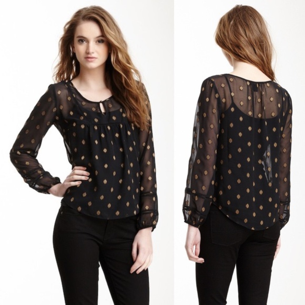 Lucky Brand Sheer Peasant Top